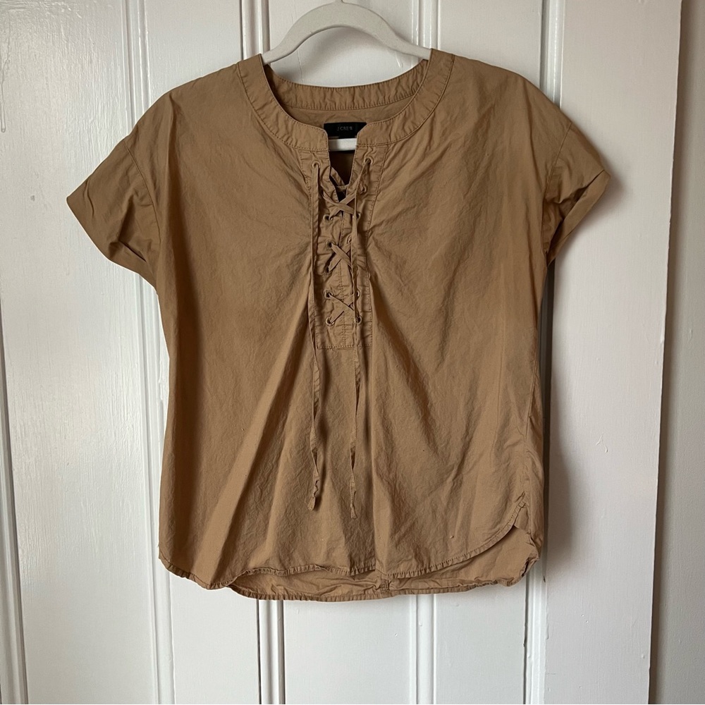 J Crew Tie Up Blouse | Khaki